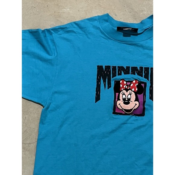 Vintage Disney Originals Torquoise Minnie Mouse T-Shirt Single Stitch Rare Small - Picture 2 of 9